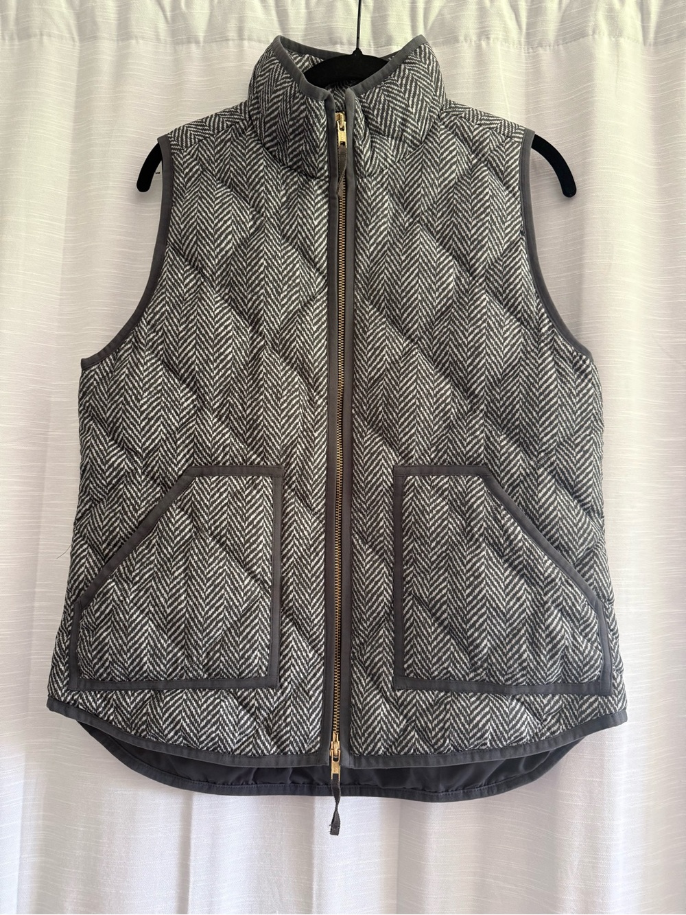 J. Crew Factory Gray Herringbone Quilted Vest